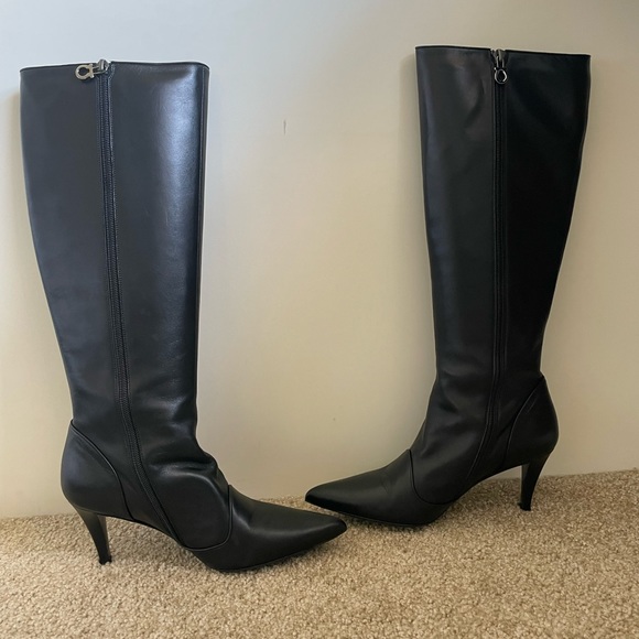 Ferragamo boots in black leather- size 9 - Picture 2 of 8